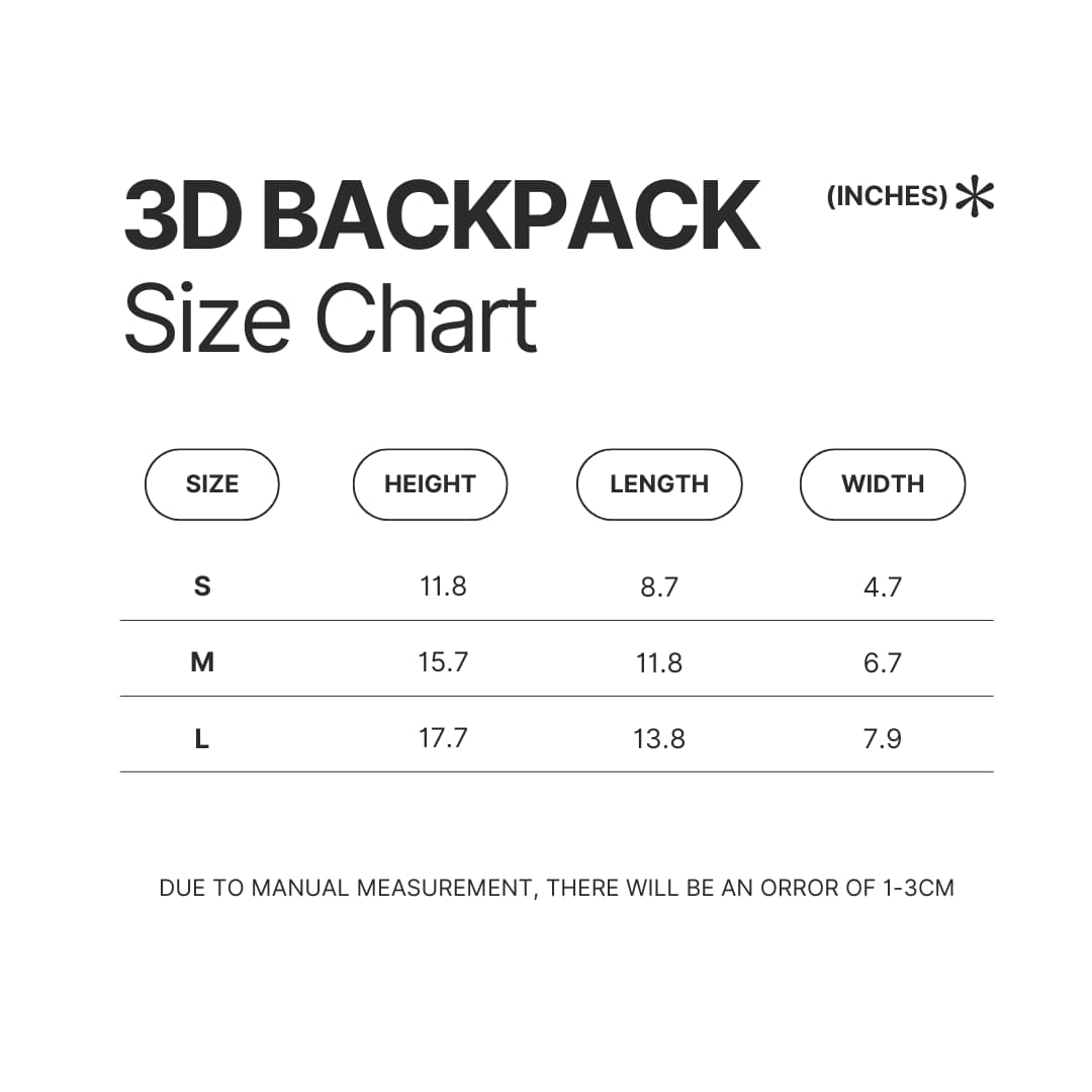 3D Backpack Size Chart - Omniscient Reader Store