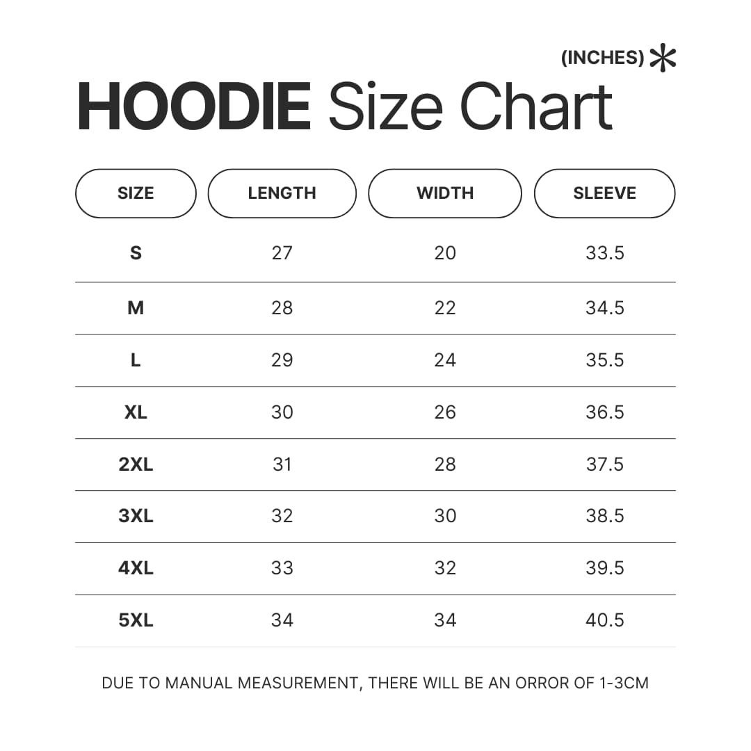Hoodie Size Chart - Omniscient Reader Store